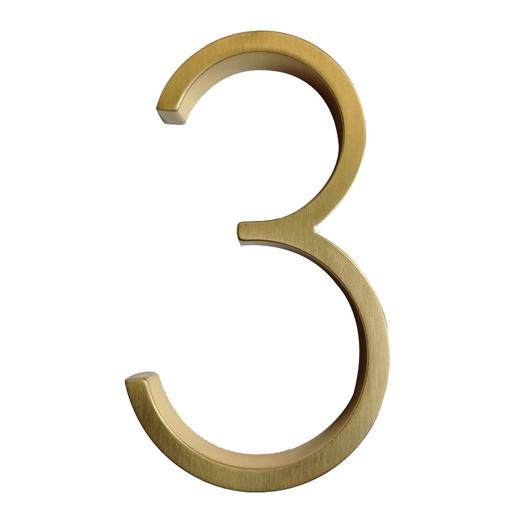 Números dirección puerta latón dorado para fachadas modernas 127mm