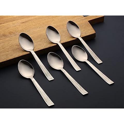AVMART Stainless Steel Dinner Spoon/Table Spoon Set Length 16cm (Medium, Set of 6) Cover