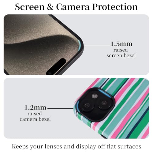 Coque compatible MagSafe iPhone 15 antichoc à rayures mignonne