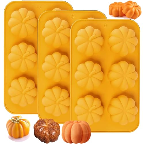 Silicone Pumpkin Mold, 3 Pack Pumpkin Soap Molds Fall Baking