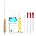 Mess-Set aus Glas, 50 ml Becherglas, 50 ml Kolben, 10 ml Zylinder, 3 x 10 cm Dropper, 1 x 10 cm Rührstab, 1 Zylinderbürste, klein, inklusive Geschenk, 8 Teile