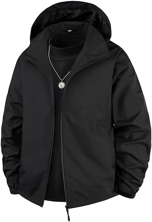 Men's Hooded Jacket Soft Comfortable Breathable Fabric Scratch-Resistant Design with Hood