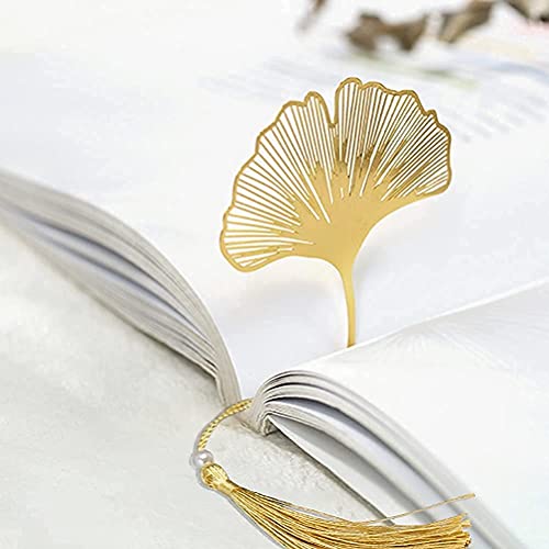 3 Pcs Metal Leaf Bookmark, Classical Vintage Bookmarks Book Page Marker Gold Tassel Pendants With Gift Box For Reader Women And Kids（Sycamore, Ginkgo, Ladybug Leaves） #TOP2