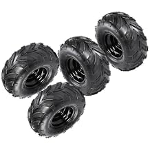 4 Pack 145x70-6 145/70-6 Tubeless Tires and Rims 6" ATV Go Kart Quad Wheels 3 Stud 78mm for 50cc 70cc 90cc 110cc 125cc TaoTao Coolster Kazuma Dune Buggy Mini Bike