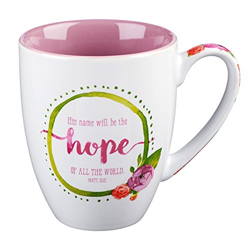 His Name Will Be The Hope – Watercolor Collection Coffee Mug w/ Mathew12:21 Bible Verse Mug for Women and Men – Inspirational Coffee Cup Christian Gifts (15-Oz Ceramic Cup)