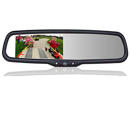 4.3'' Car Rear Mirror Monitor OEM Style, COOLINT CM-43LA Auto Adjust Bright Dual Video Original Auto Mirror Monitor for Backup Camera for Toyota, Dodge, Ford, Nissan, Mazda, Lexus, Chevy, Pickup etc.