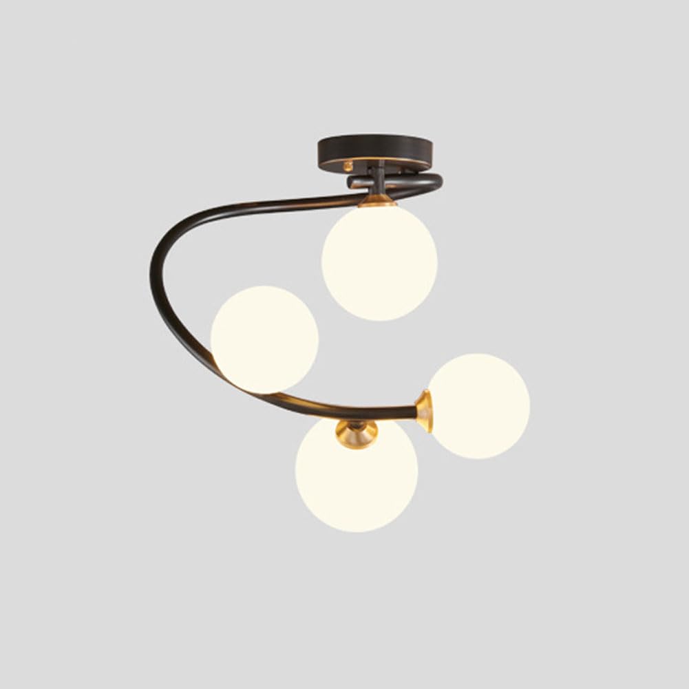 KXEcoLife G9 modern full copper orb magic bean chandelier, simple irregular ceiling lamp, Scandinavian creative for room bedroom,4 heads