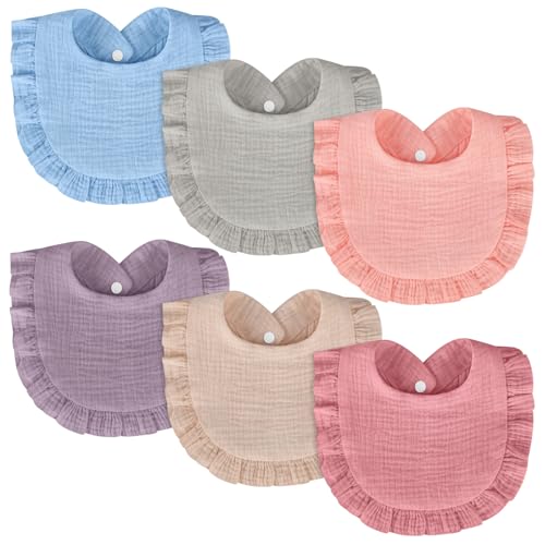 Image of Accmor Muslin Baby Bibs, 6 Pack Soft Cotton Baby Bandana Drool Bibs for Boys Girls Teething and Drooling