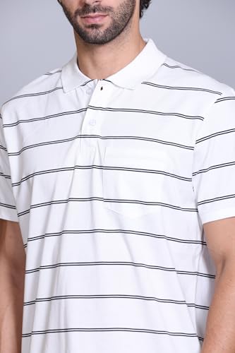 Image of Half Sleeve Polo T-Shirt for Men with Pocket || Stripe Collar and Pocket T-Shirt for Men Half Sleeves