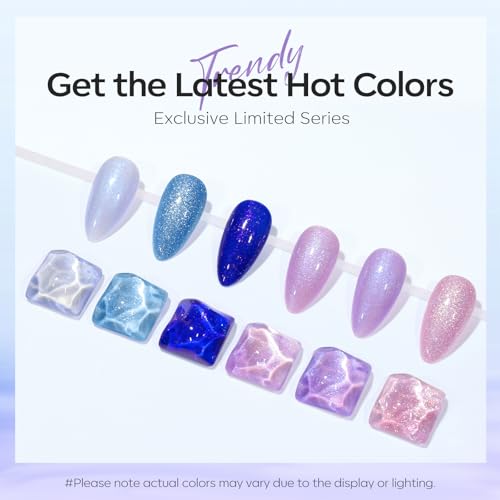 Image of modelones Gel Nail Polish Set 6 Colors Blue Pink Purple Glitter Gel Nail Polish Chameleon White Sparkle Shimmer Reflective Glitter Polish Soak Off LED Nail Art DIY Salon Gifts For Women Girl
