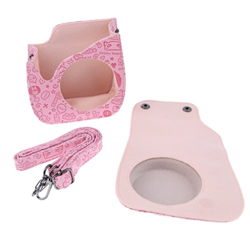 Bolsa de couro protetora Almencla para câmera Instax Mini 8 Polaroid rosa