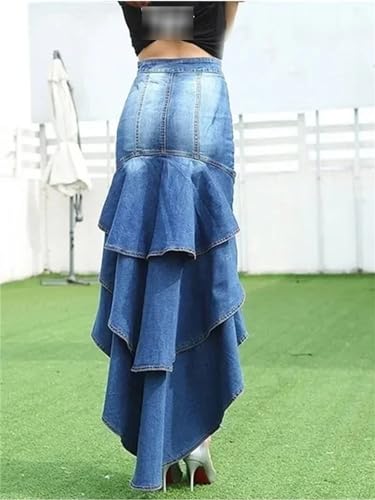Women's Skirt Solid Color Washed Irregular Hem Casual Women's Denim Tight Skirt4