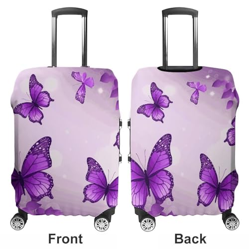 Purple Butterflies Luggage Cover, Washable Elastic Suitcase Cover Protector Fit 18-32 Inch Luggage3