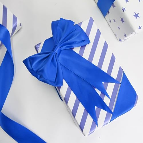 Image of Double Face Royal Blue Satin Ribbon 1-1 /2 inch X 25 Yards 100% Polyester Royal Blue Ribbon for Gift Wrapping Very Suitable for Weddings Party Hair Bow Invitation Decorations and More