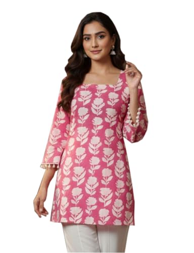 Image of FIRSTRAIN Women Printed Rayon Short Kurti | Soft Breathable Rayon Short Top for Office & Casual Use