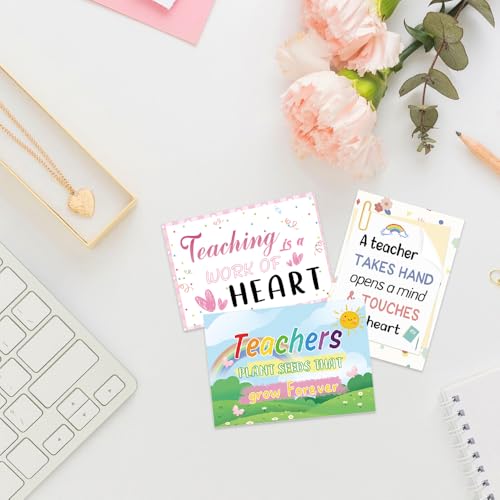 24 PCS Teacher Appreciation Cards 8 Designs Teacher Thank You Cards with Envelopes and Stickers 4x6”Blank Teachers Appreciation Cards Bulk Student for End of Year Graduation Teacher Appreciation Week - Image 5