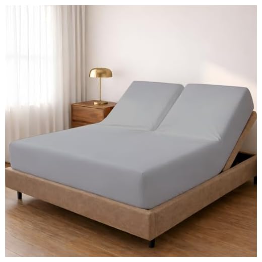 Split Top King Fitted Sheet Only for Sleep Number Adjustable Beds,100% Giza Cotton,Split Top King Fitted Sheet for Adjustable Bed,Adjustable Bed Fitted Sheet 34" Flex Head King Size,1 Pc (Light Grey)