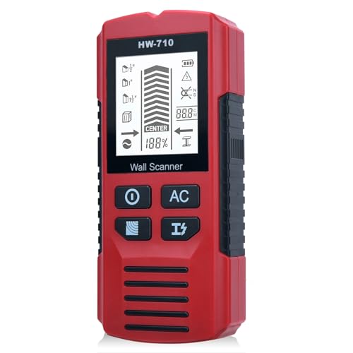 Leitungssucher Ortungsgerät, 5 in 1 Wandscanner-Detektor, Multifunktional Stud Finder mit LCD Anzeige akustischem Alarm,Elektronische Messinstrument für Holz Eisenmetalle Nichteisenmetalle Kabel (Rot) Leitungssucher Ortungsgerät, 5 in 1 Wandscanner-Detektor, Multifunktional Stud Finder mit LCD Anzeige akustischem Alarm,Elektronische Messinstrument für Holz Eisenmetalle Nichteisenmetalle Kabel (Rot)