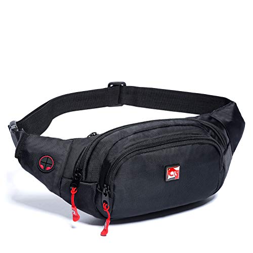 HÎ›WXUNG Fanny Pack,Waterproof Fanny Pack for Men,Adjustable Strap Waist Pack for Outdoors Workout Traveling Casual Running Hiking Cycling Fishing Black