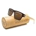 WISH CLUB Wood Square Handmade Sunglasses UV 400 Lenses Classical Style for Women and Men Adults Wooden Bamboo Vintage Light Retro Glasses (Brown)