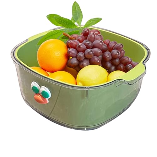 Keloglu キッチンザルボウルセット、フルーツストレーナーボウル | 2 In 1 野菜洗濯機バスケット - かわいいキッチン水切りボウル、二層パスタライスストレーナーバスケット、サラダベリークリーニング用