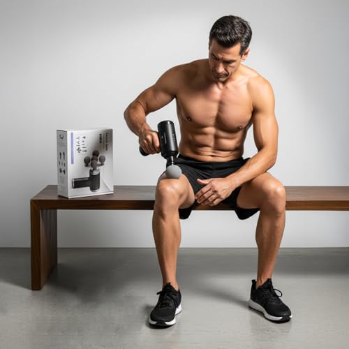 Image of ONESTA Massage Gun Deep Tissue Handheld Percussion Muscle Massager for Athletes 4 Massage Heads Cordless Portable Body Massager for Back Neck Shoulder Legs & Muscle Recovery Full Body Massage (Multicolours)