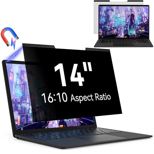 Magnétique Filtre de Confidentialité 14 Pouces 16:10 pour écran Ordinateur Portable, Amovible Protection D'écran Anti Lumiere Bleue Compatible avec Dell/ASUS/HP/Acer/Lenovo/Thinkpad/Samsung/Sony