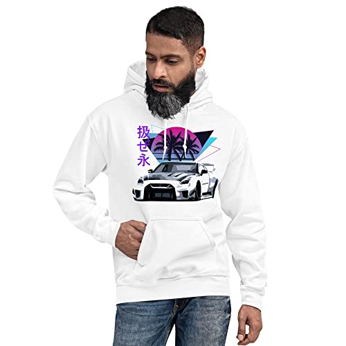 Vaporwave Aesthetic GTR R35 Skyline JDM Tuning Drift Racing Unisex Hoodie3