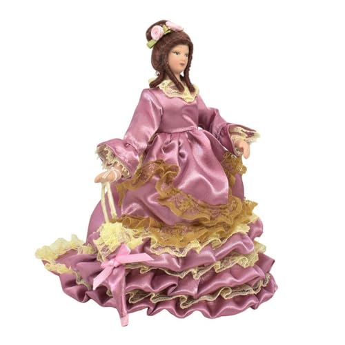 AMSLSIU Exquisitas muñecas victorianas, miniaturas de Porcelana para casa de muñecas, adornadas con Paraguas Hechos Porcelana. Las articulaciones los Hombros y la Cadera se Pueden Mover. Lleva un