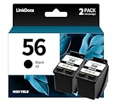 LinkDocs 56 Black Ink Cartridge Remanufactured Replacement for HP 56 C6656A 6656 Ink to use with OfficeJet 5610 6110 5510 4215 PhotoSmart 7660 7760 Printers (2 Black)