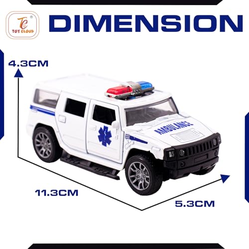 Image of Toy Cloud Hummer Ambulance Car 1:32 Scale Die-Cast Metal Toy with Opening Doors and Pull Back Action Realistic Toy Car