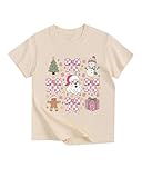 Snowman Christmas Shirt for Girls Santa & Gingerbread Graphic Tee Cotton Holiday Top 9th 10th