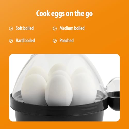 Toastmaster Rapid Electric Egg Cooker with Auto-Off - 7-Egg Capacity - For Soft, Medium & Hard Boiled Eggs - Egg Boiling Gadget with Poaching Tray