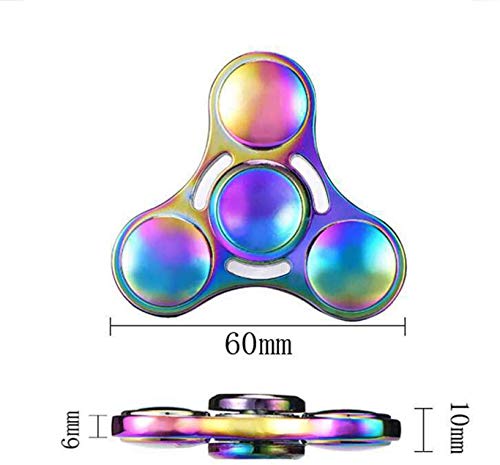 Image of 5 Pack Metal Fidget Spinners Pack Stress Relief Toys for Kids Adults, Rainbow Finger Hand Spinner Bulk Set Sensory Desk Toy, Cool Gadget Christmas Stocking Filler Stuffer Birthday Gifts Party Favor
