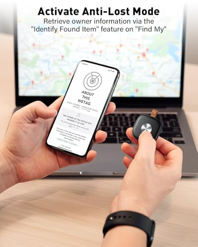 Smart Tracker Tag 4 Pack, Air Localizador Llaves Tag Bluetooth | Buscador de Llaves Funciona con Apple Buscar(Sólo iOS) , para Maletas/Carteras/Bolsos, Duración de la Batería de un Año 7