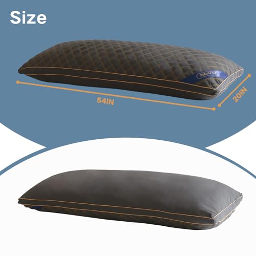 YZ HOME Long Body Pillow for Adults - Firm Body Pillow Insert with Shredded Blue Memory Foam, Adjustable Height, Soft Support for Side Sleeping, Pregnant Women, Washable (20x54 Inch, Grey)