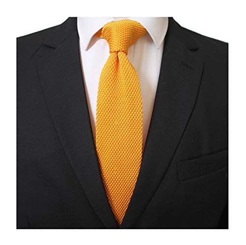 Mens Bright Yellow Knit Ties Vintage Woven Casual 2" Handmade Necktie For Gifts #TOP1