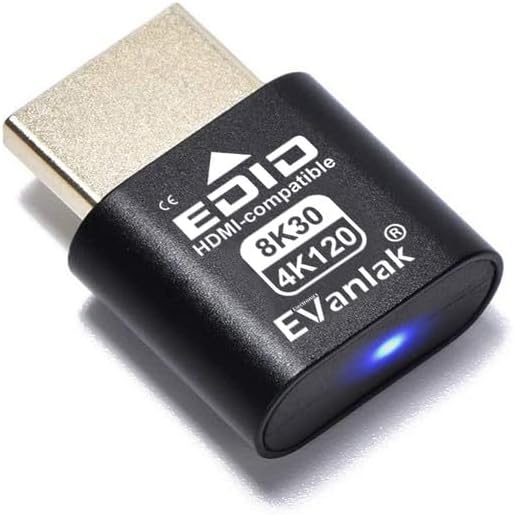 EVanlak 8K 30Hz 4K 120Hz HDMI Dummy Plug Adapter Edid High-Resolution Monitor Emulator | Supports HDMI 2.1, Simulates Ideal for GPU Testing, Headless Servers, Remote Desktop Operations-3P