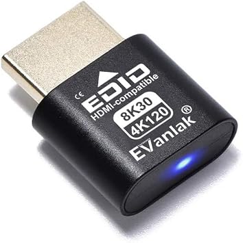 EVanlak 8K 30Hz 4K 120Hz HDMI Dummy Plug Adapter Edid High-Resolution Monitor Emulator | Supports HDMI 2.1, Simulates Ideal for GPU Testing, Headless Servers, Remote Desktop Operations-3P