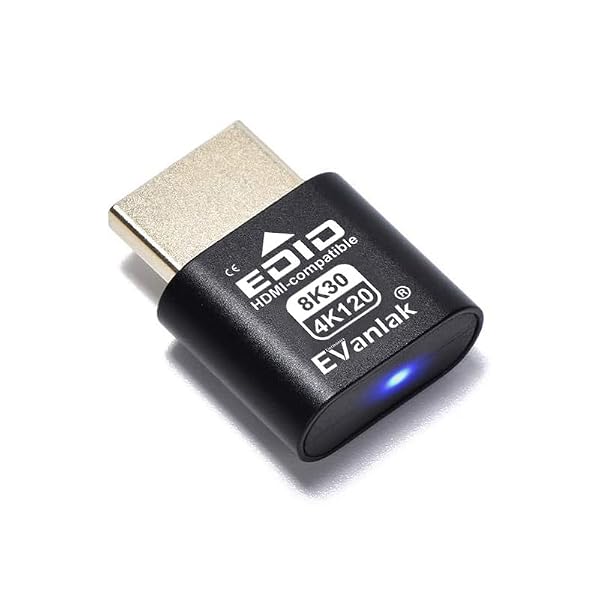 EVanlak 8K 30Hz 4K 120Hz HDMI Dummy Plug Adapter – Edid High-Resolution Monitor Emulator | Supports HDMI 2.1, Simulates Ideal for GPU Testing, Headless Servers, Remote Desktop Operations-1P by EVanlak - Used condition - Image 3