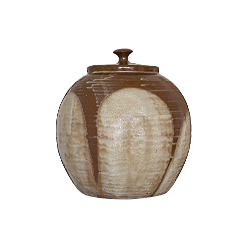 Creative Co-Op Farmhouse Stoneware Lid, Brown Reactive Glaze Jar