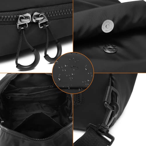Cantlor Men Small Sling Bag Crossbody Backpack Travel Daypacks Chest Pack Lightweight Outdoor Shoulder Bag One Strap Black #TOP5