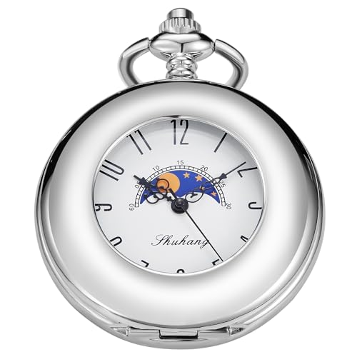 Reloj de bolsillo mecánico para hombre Tiong PWM06 esqueleto con fase lunar y esfera arábiga