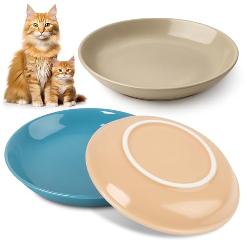 Otauoaea 3 Pièces Gamelle Chat, Gamelle Céramique Plat, Bols Chat pour Nourriture et Eau pour Chatons