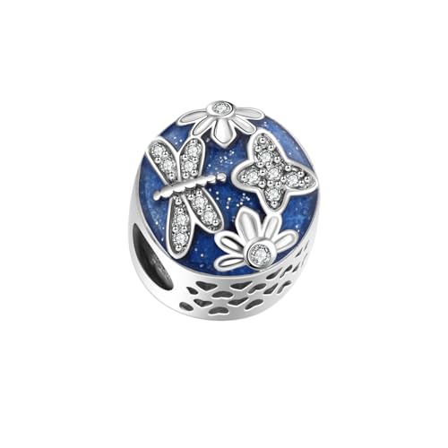 Abalorio de flor con libélula charm para pulsera de mujer 2
