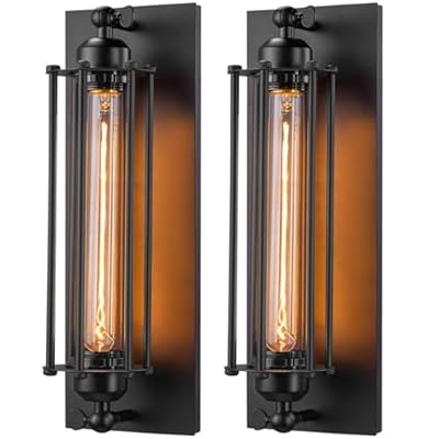 Licperron Sconces Wall Lighting, Industrial Black Wall Sconces Antique Light Fixtures for Bedside, Bar, Restaurant, Hallway, Indoor&Outdoor Wall Decor, E26 & E27 Bar Lights, UL Approval, 2 Pack