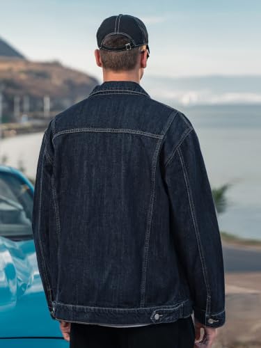 Image of Denim Jacket Men Vintage Autumn and Winter Tops Mens Denim Trucker Jacket