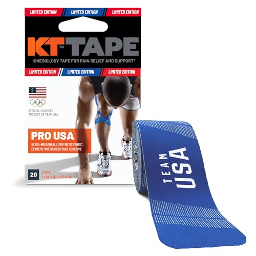 Image of KT Tape, Pro Synthetic Kinesiology Athletic Tape, 20 Count, 10 inch Precut Strip, Team USA