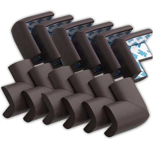 HOMYBABY® Protectores Esquinas Bebes - [x12] Esquineras Protectoras Marrones - Protege Esquinas - Cubre Esquinas Bebe - Protector Bordes Mesa - Cantoneras para Esquinas Muebles - Kit Seguridad hogar