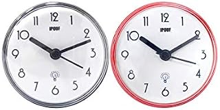 IPOUF Bathroom Clock Waterproof Suction Cup Shower Mini Bath Wall Clock for Washroom/Kitchen